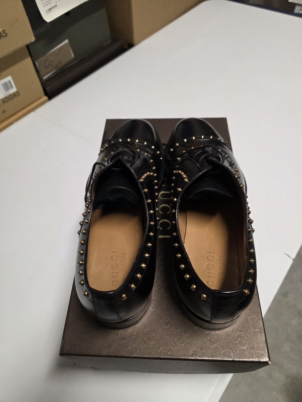 Gucci Black Betis Glamour Studded Lace Up Oxford - Picture 5 of 14